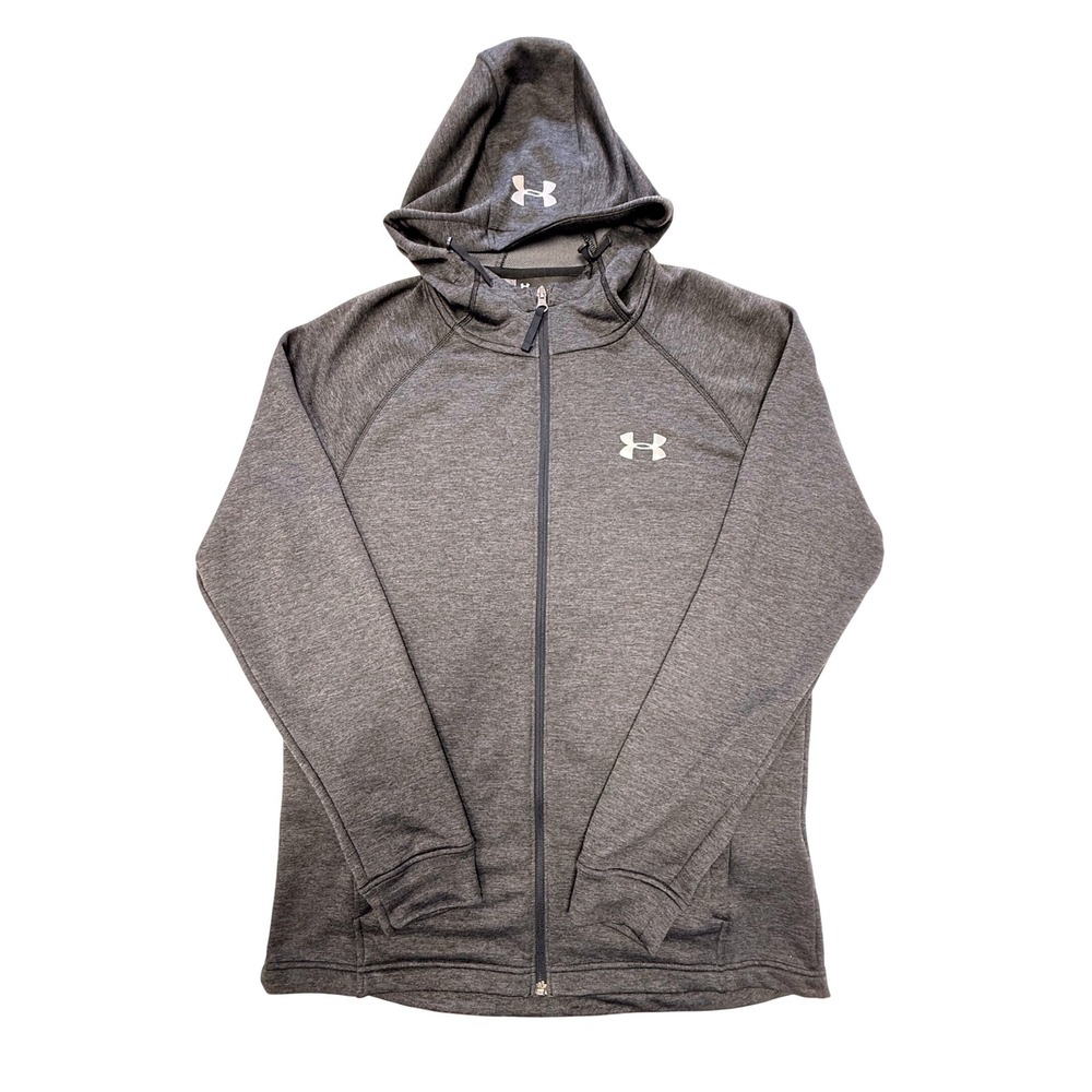 Under Armour ColdGear Mens Large Gray Heather Full Zip Hoodie Fitted Jacket